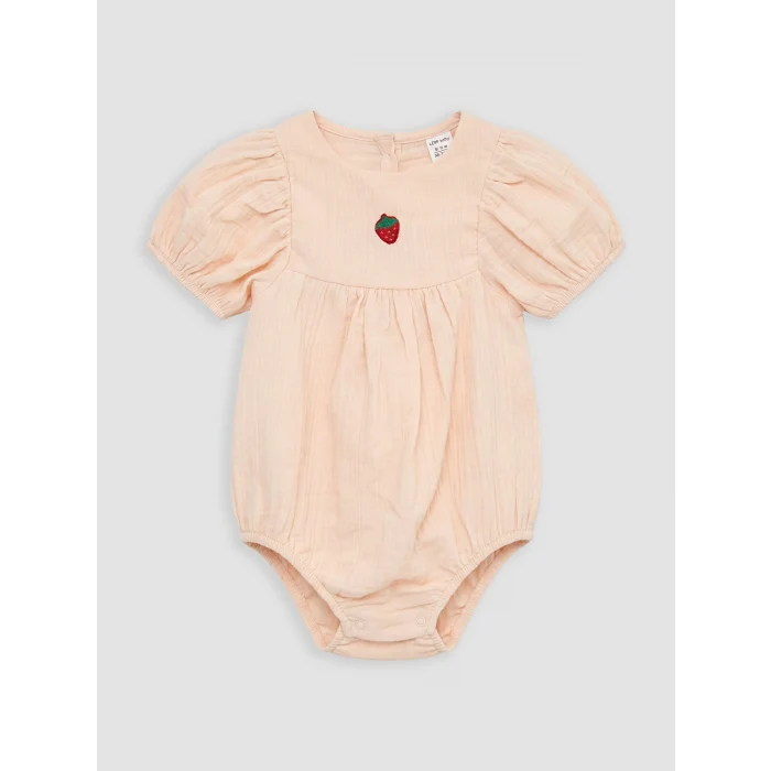 LCW baby Pembe Nakışlı Kız Bebek Müslin Çıtçıtlı Body