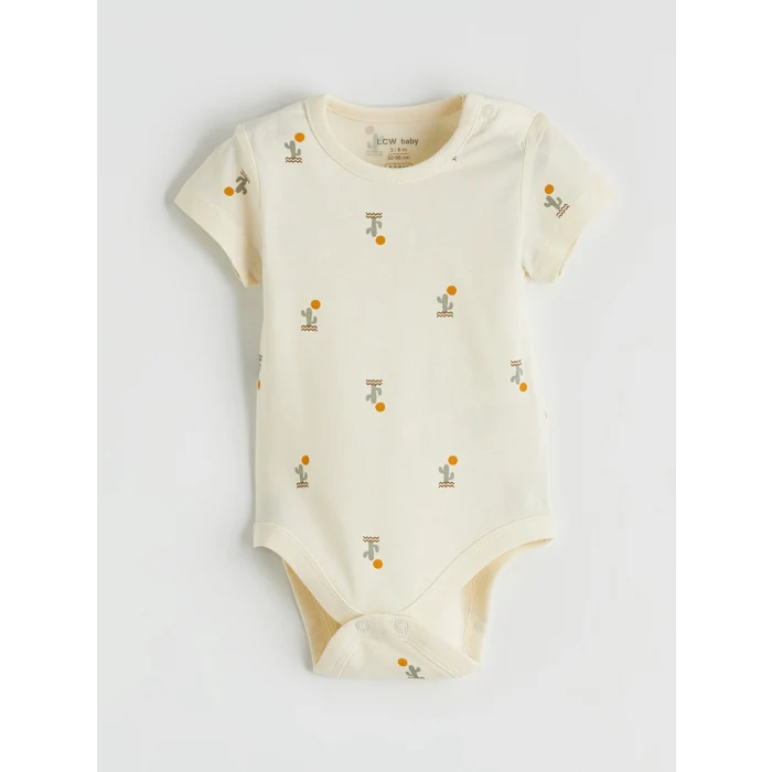 LCW baby Ekru Baskılı Erkek Bebek Çıtçıtlı Body 3lü