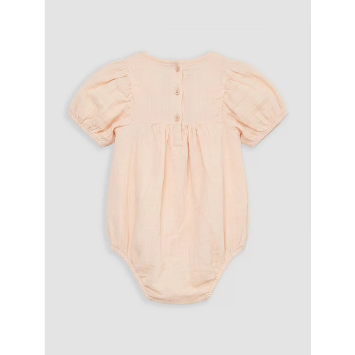 LCW baby Pembe Nakışlı Kız Bebek Müslin Çıtçıtlı Body