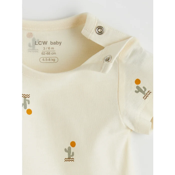 LCW baby Ekru Baskılı Erkek Bebek Çıtçıtlı Body 3lü