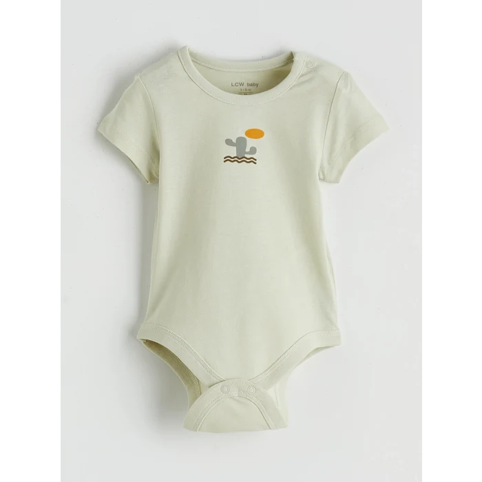 LCW baby Ekru Baskılı Erkek Bebek Çıtçıtlı Body 3lü