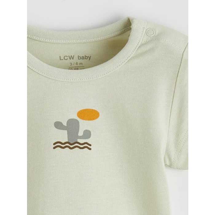 LCW baby Ekru Baskılı Erkek Bebek Çıtçıtlı Body 3lü
