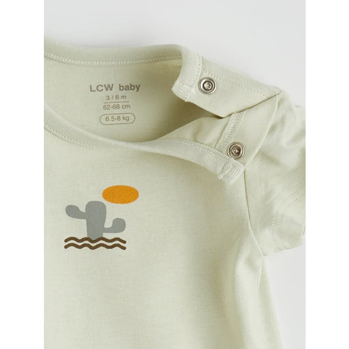LCW baby Ekru Baskılı Erkek Bebek Çıtçıtlı Body 3lü