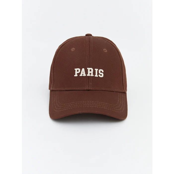 LCW ACCESSORIES Kahverengi Paris Nakışlı Kadın Kep Şapka