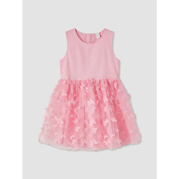 LCW Kids Pembe Kelebek Detaylı Kız Çocuk Tütü Elbise