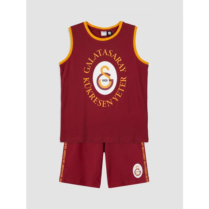 LCW Kids Kırmızı Galatasaray Baskılı Erkek Çocuk Şortlu Pijama Takımı
