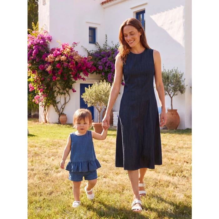LCW baby Mavi Fırfırlı Kız Bebek Jean Takım