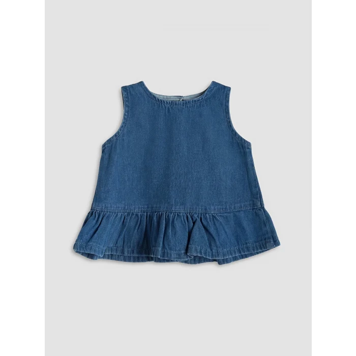 LCW baby Mavi Fırfırlı Kız Bebek Jean Takım