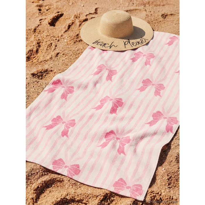 LCW ACCESSORIES Pembe Fiyonk Desenli Pamuklu Kız Çocuk Plaj Havlusu 70x150 cm