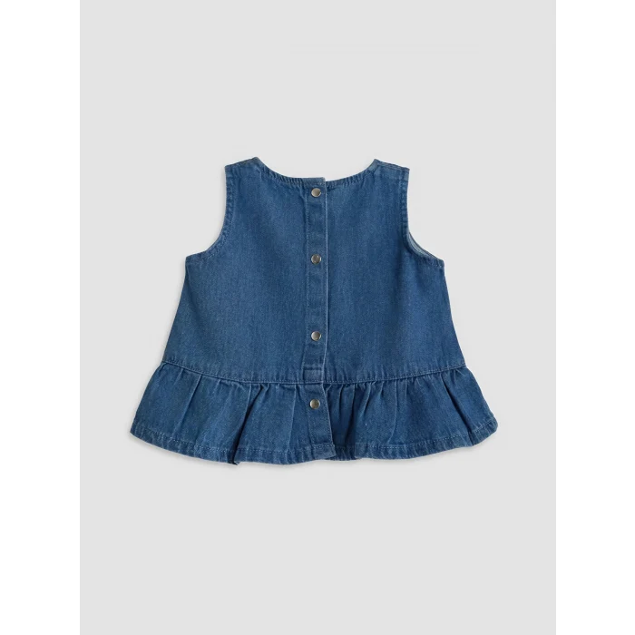 LCW baby Mavi Fırfırlı Kız Bebek Jean Takım