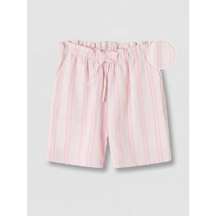 LCW Kids Lila Çizgili Kız Çocuk Müslin Şort