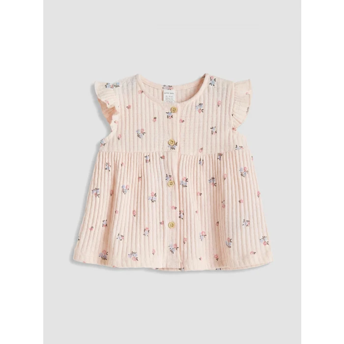 LCW baby Pembe Çiçekli Kız Bebek Şortlu Takım
