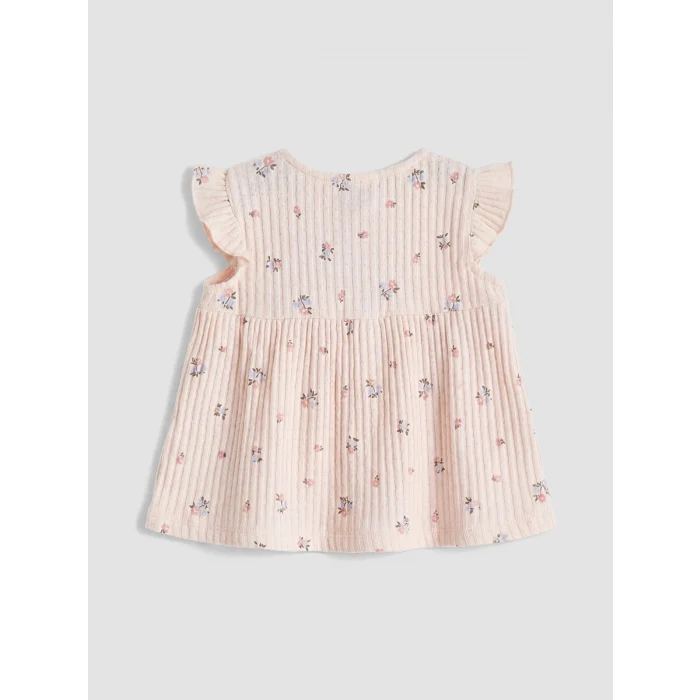 LCW baby Pembe Çiçekli Kız Bebek Şortlu Takım