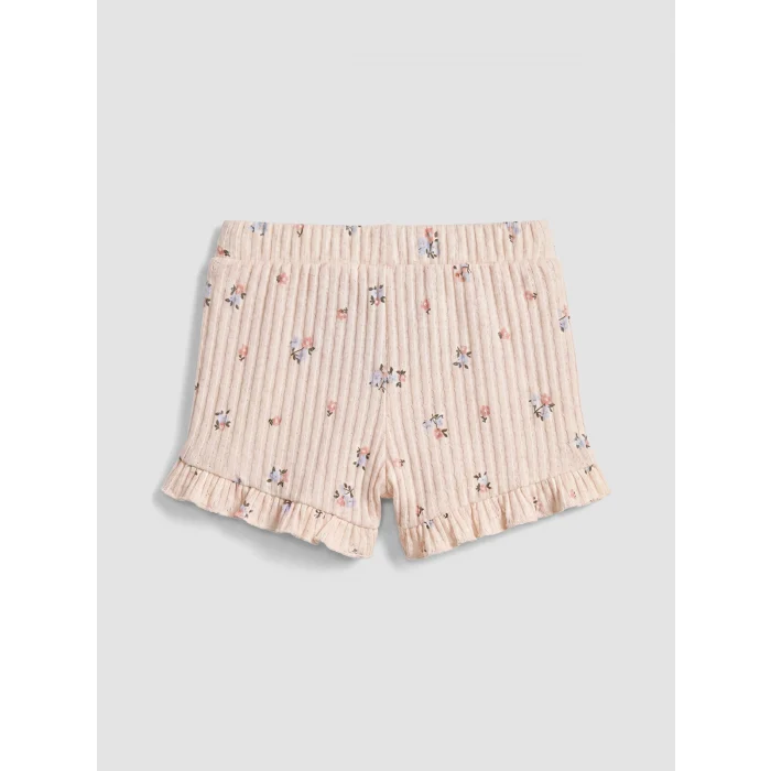 LCW baby Pembe Çiçekli Kız Bebek Şortlu Takım