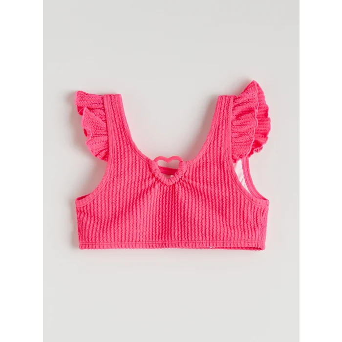 LCW Kids Pembe Kalp Detaylı Fırfırlı Kız Çocuk Bikini