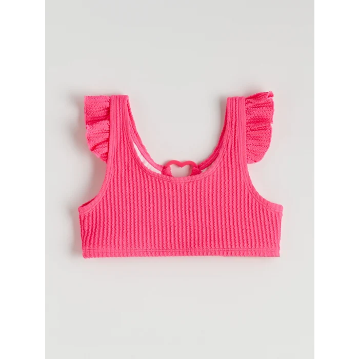 LCW Kids Pembe Kalp Detaylı Fırfırlı Kız Çocuk Bikini