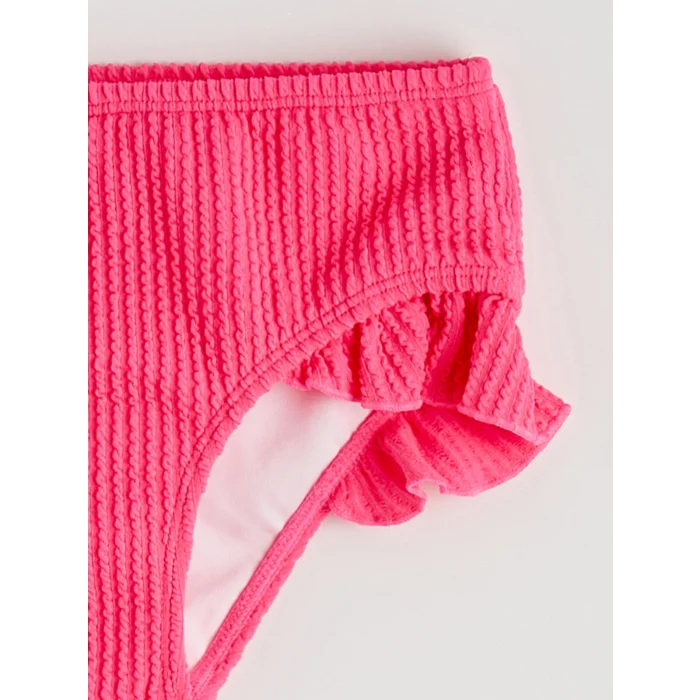 LCW Kids Pembe Kalp Detaylı Fırfırlı Kız Çocuk Bikini