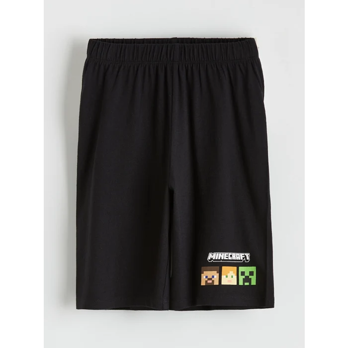 LCW Kids Yeşil Minecraft Baskılı Erkek Çocuk Şortlu Pijama Takımı