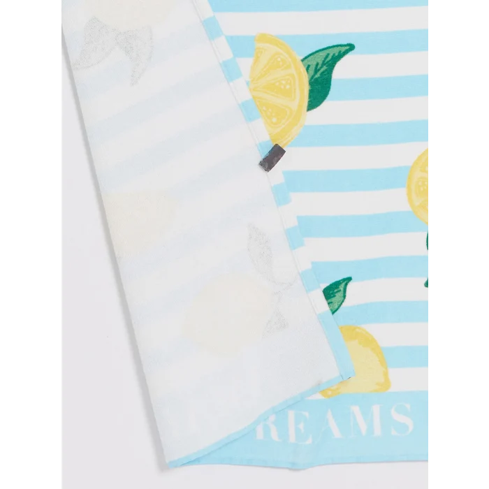 LCW HOME Mavi Limon Desenli Kız Çocuk Pamuklu Plaj Havlusu 70x140 cm