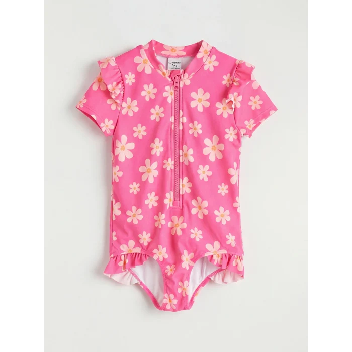 LCW Kids Pembe Çiçekli Kız Çocuk Mayo