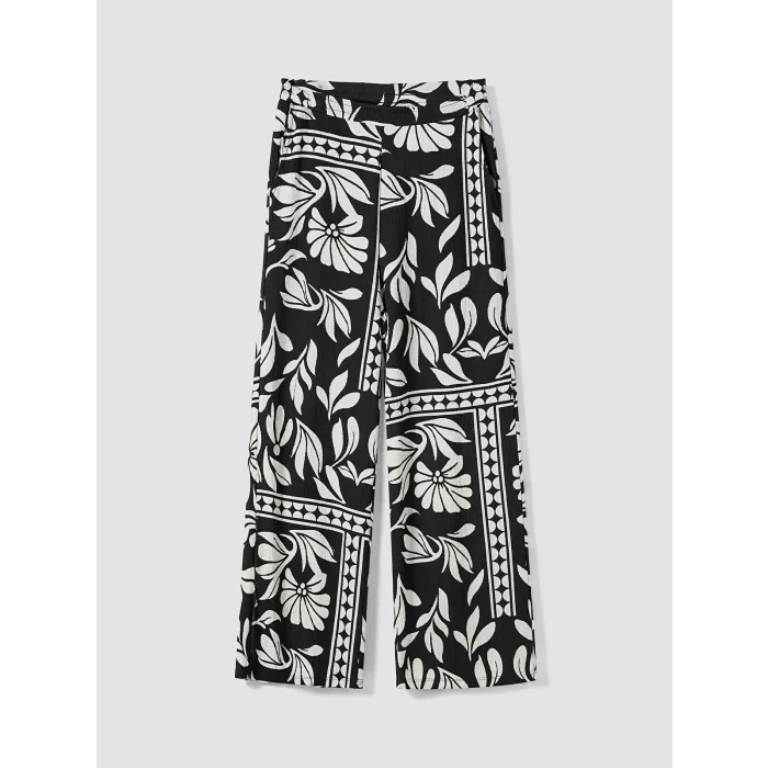 LCWAIKIKI Classic Siyah Beli Lastikli Desenli Kadın Pantolon