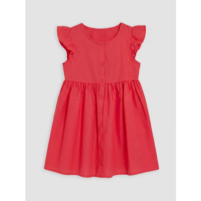 LCW Kids Kırmızı Fırfırlı Kız Çocuk Elbise
