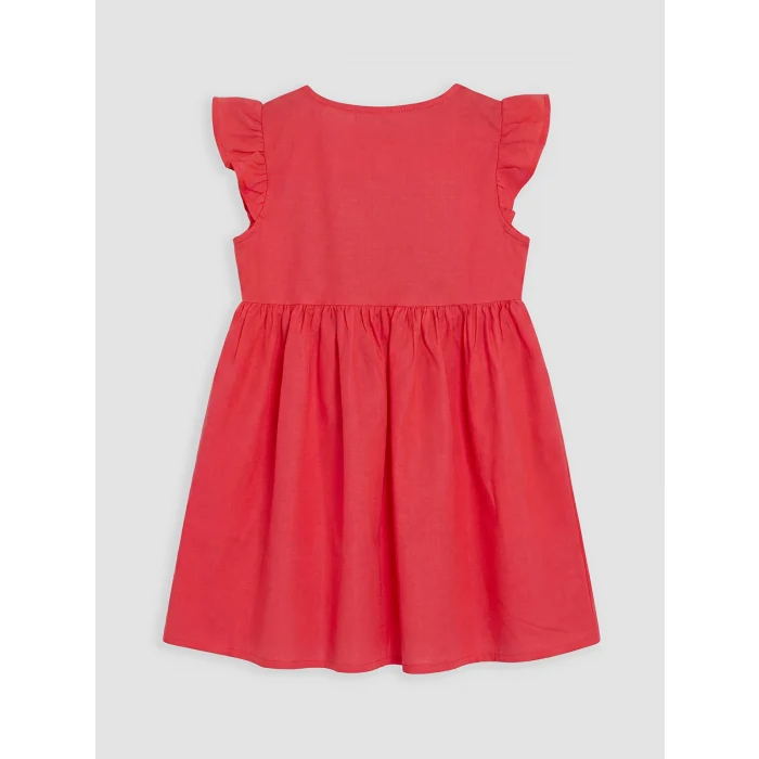 LCW Kids Kırmızı Fırfırlı Kız Çocuk Elbise