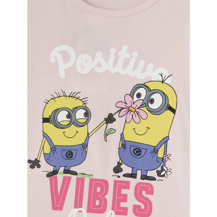 LCW Kids Pembe Minions Baskılı Kız Çocuk Tişört