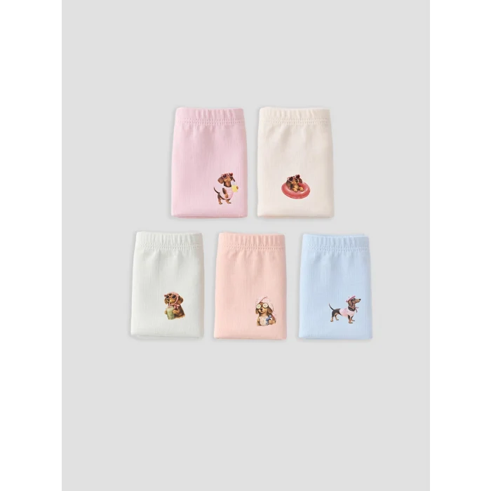 LCW Kids Mavi Baskılı Kız Çocuk Boxer 5li