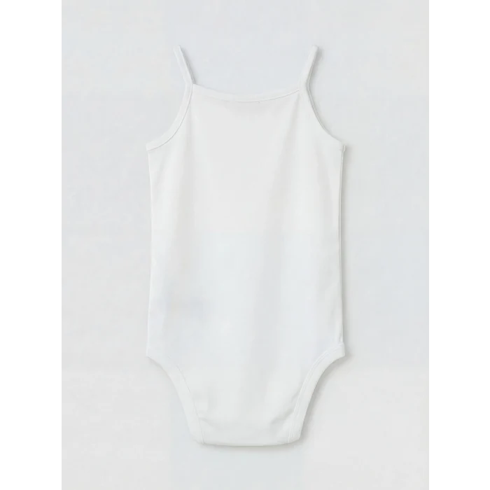 LCW baby Beyaz Kare Yaka Kız Bebek Çıtçıtlı Body 3lü