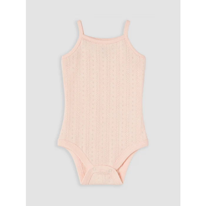 LCW baby Pembe Desenli Askılı Kız Bebek Çıtçıtlı Body 3lü