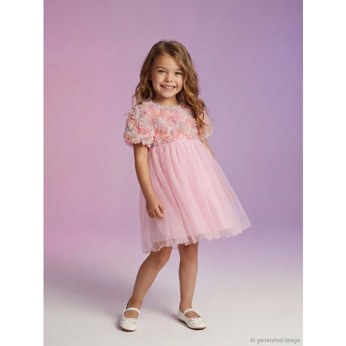 LCW Kids Pembe Çiçekli Kız Çocuk Tütü Elbise