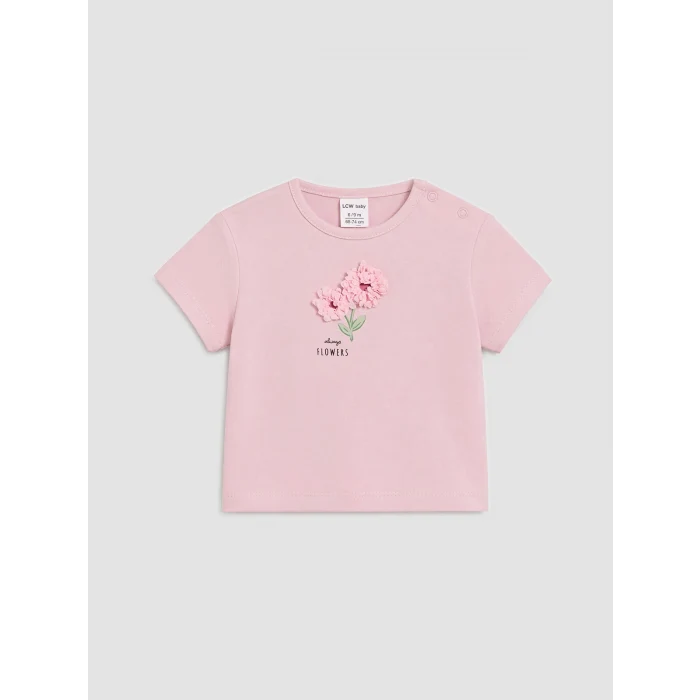 LCW baby Pembe Çiçekli Kız Bebek Şortlu Takım