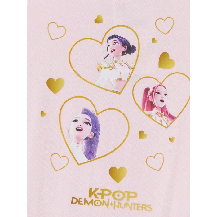 LCW Kids Pembe K-pop Demon Hunters Baskılı Kız Çocuk Tişört