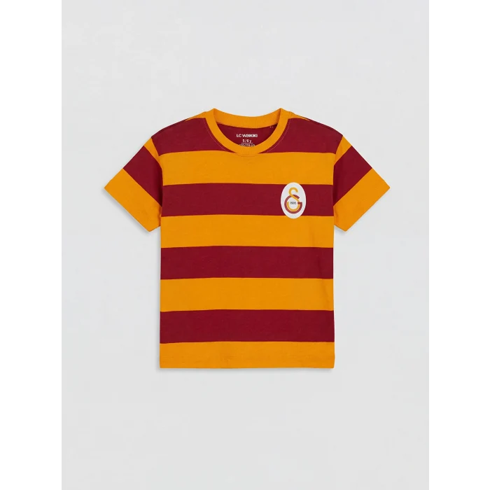 LCW baby Kırmızı Bisiklet Yaka Çizgili Galatasaray Erkek Bebek Tişört