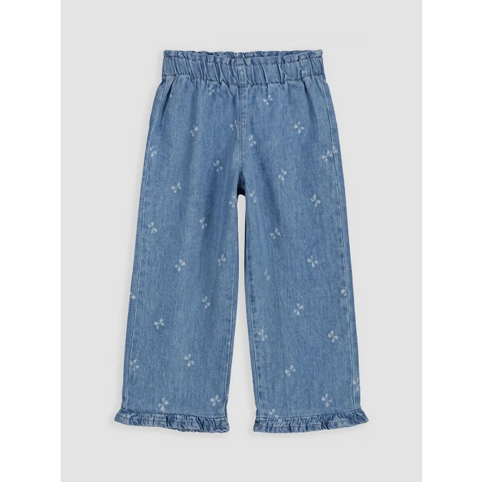 LCW baby Mavi Kız Bebek Denim Bol Paça Pantolon