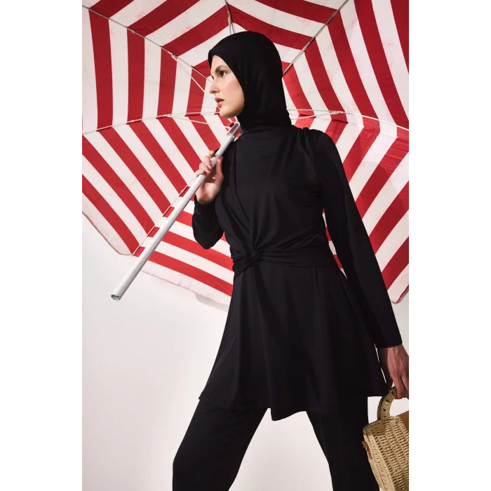 Defacto G7445AXBK27 Siyah Regular Fıt 3lü Burkini Mayo