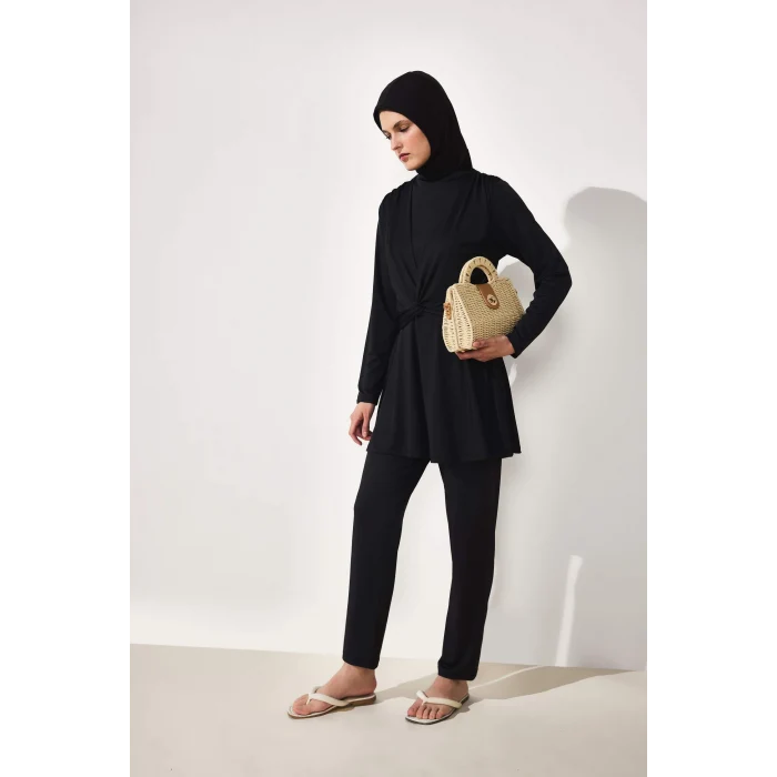Defacto G7445AXBK27 Siyah Regular Fıt 3lü Burkini Mayo