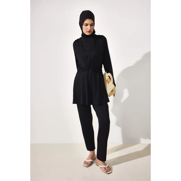 Defacto G7445AXBK27 Siyah Regular Fıt 3lü Burkini Mayo