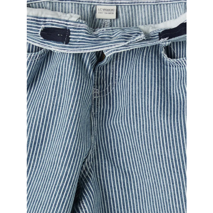 LCW Kids İndigo Regular Fit Çizgili Erkek Çocuk Jean Şortolon