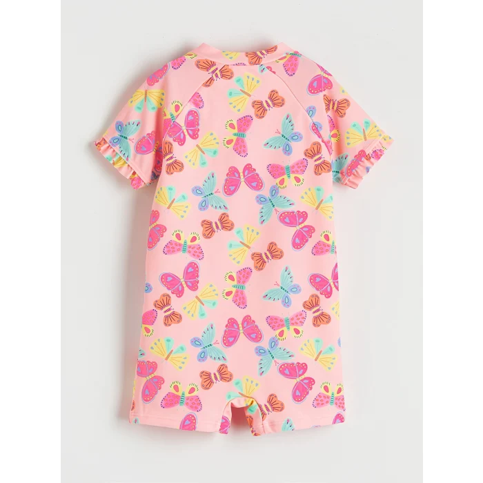 LCW Kids Pembe Kelebek Baskılı Kız Çocuk Mayo