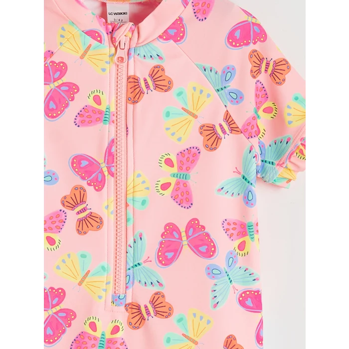 LCW Kids Pembe Kelebek Baskılı Kız Çocuk Mayo