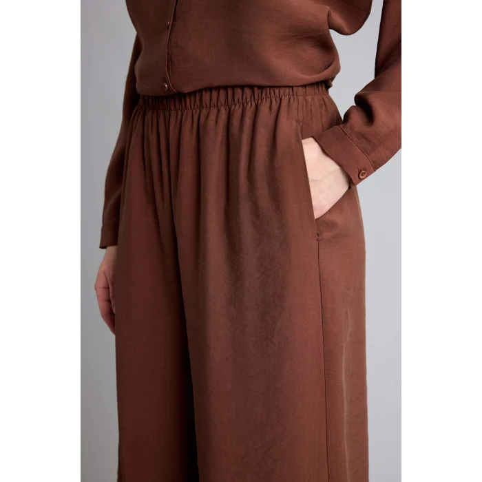 Defacto H8783AXBN317 Kahve Wıde Leg Modal Kahverengi Pantolon