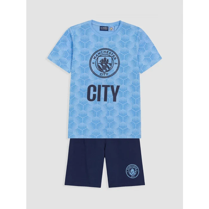 LCW Kids Mavi Manchester City Erkek Çocuk Şortlu Pijama Takımı