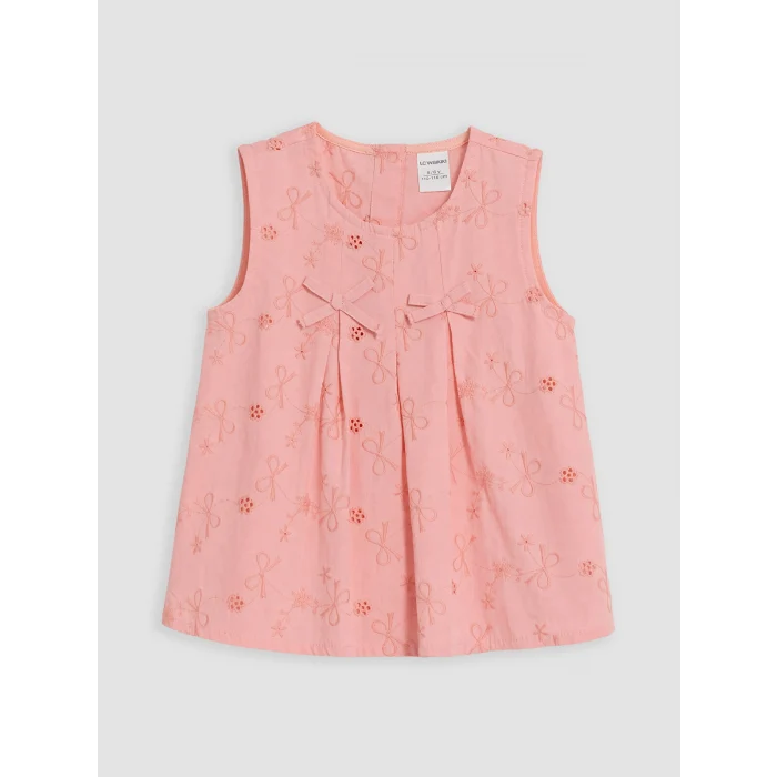 LCW Kids Pembe Fiyonk Nakışlı Kız Çocuk Şortlu Takım