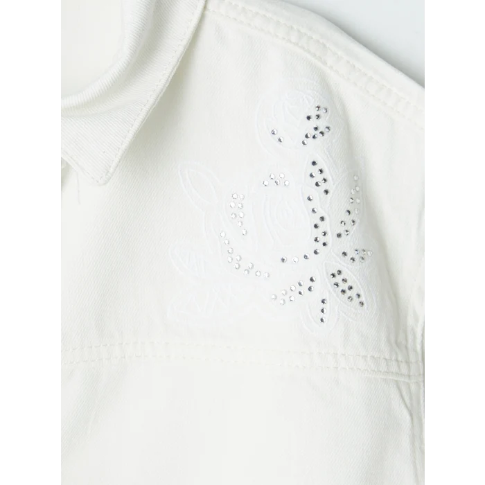LCW Kids Beyaz Taşlı Kız Çocuk Jean Ceket