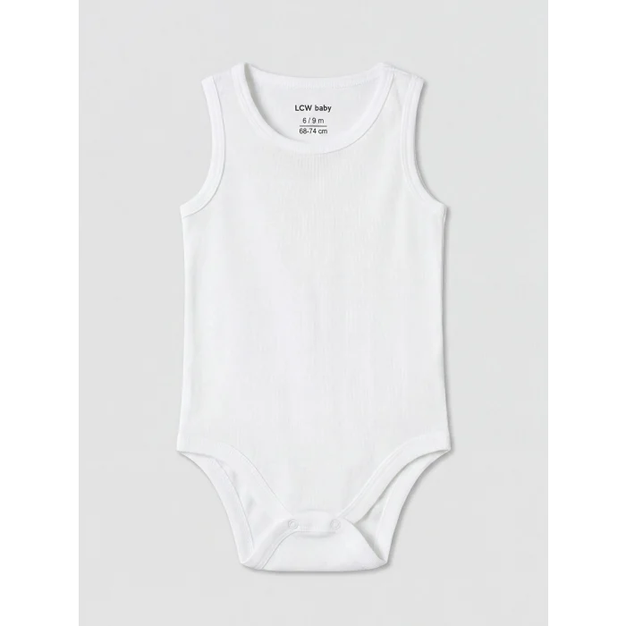 LCW baby Beyaz Bisiklet Yaka Erkek Bebek Çıtçıtlı Body 3lü