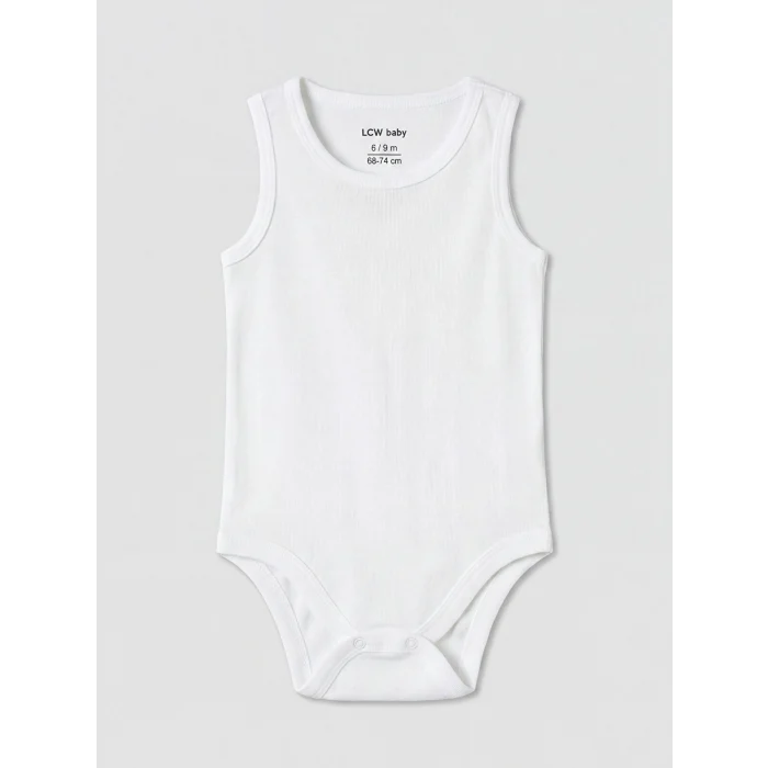 LCW baby Beyaz Bisiklet Yaka Erkek Bebek Çıtçıtlı Body 3lü