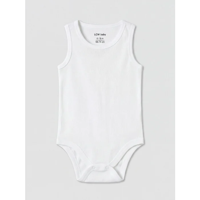 LCW baby Beyaz Bisiklet Yaka Erkek Bebek Çıtçıtlı Body 3lü