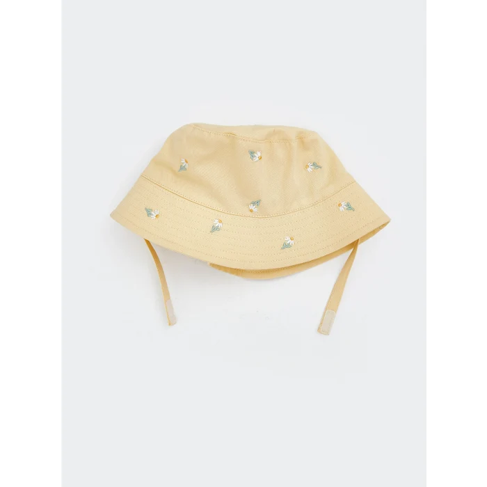 LCW baby Ekru Çiçek Nakışlı Kız Bebek Bucket Şapka